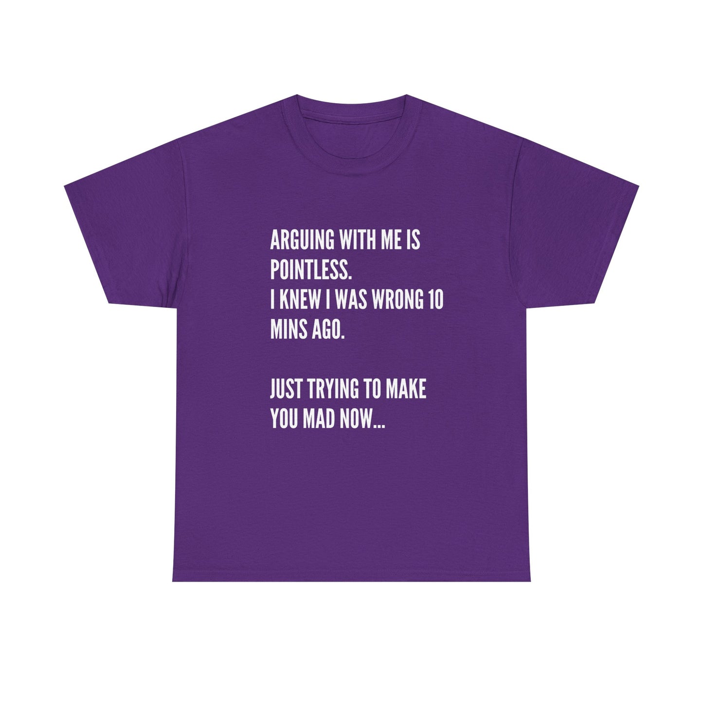 Funny Statement Tee — "Arguing With Me Is Pointless. I Knew I Was Wrong 10 Mins Ago. Just Trying To Make You Mad Now..."
