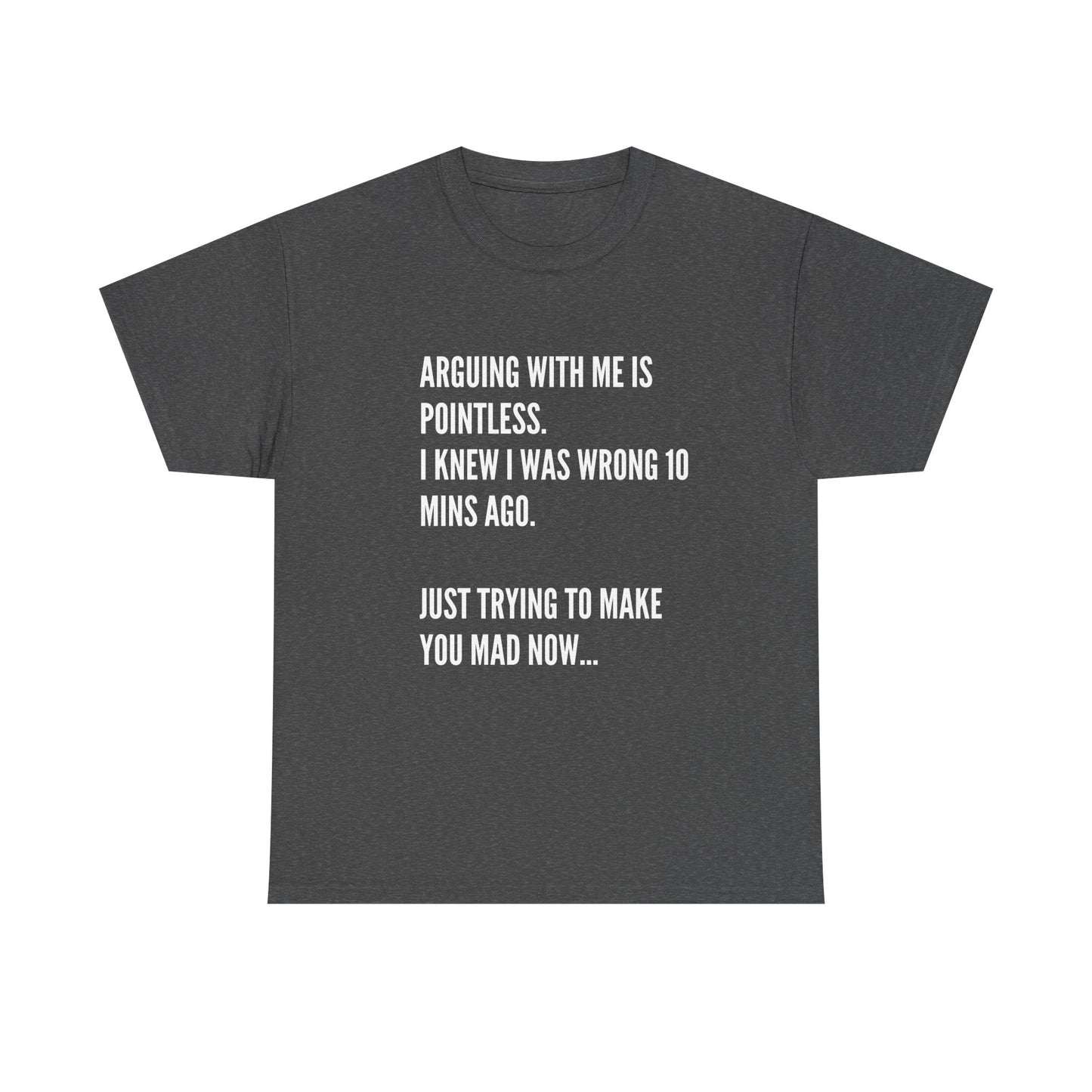 Funny Statement Tee — "Arguing With Me Is Pointless. I Knew I Was Wrong 10 Mins Ago. Just Trying To Make You Mad Now..."