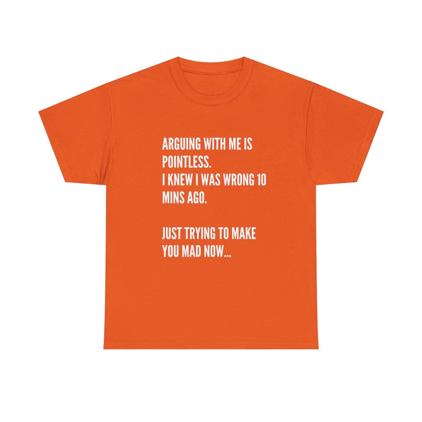 Funny Statement Tee — "Arguing With Me Is Pointless. I Knew I Was Wrong 10 Mins Ago. Just Trying To Make You Mad Now..."