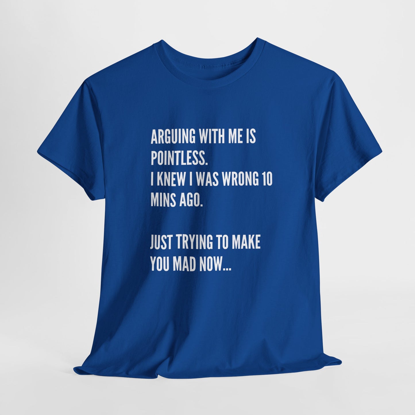 Funny Statement Tee — "Arguing With Me Is Pointless. I Knew I Was Wrong 10 Mins Ago. Just Trying To Make You Mad Now..."
