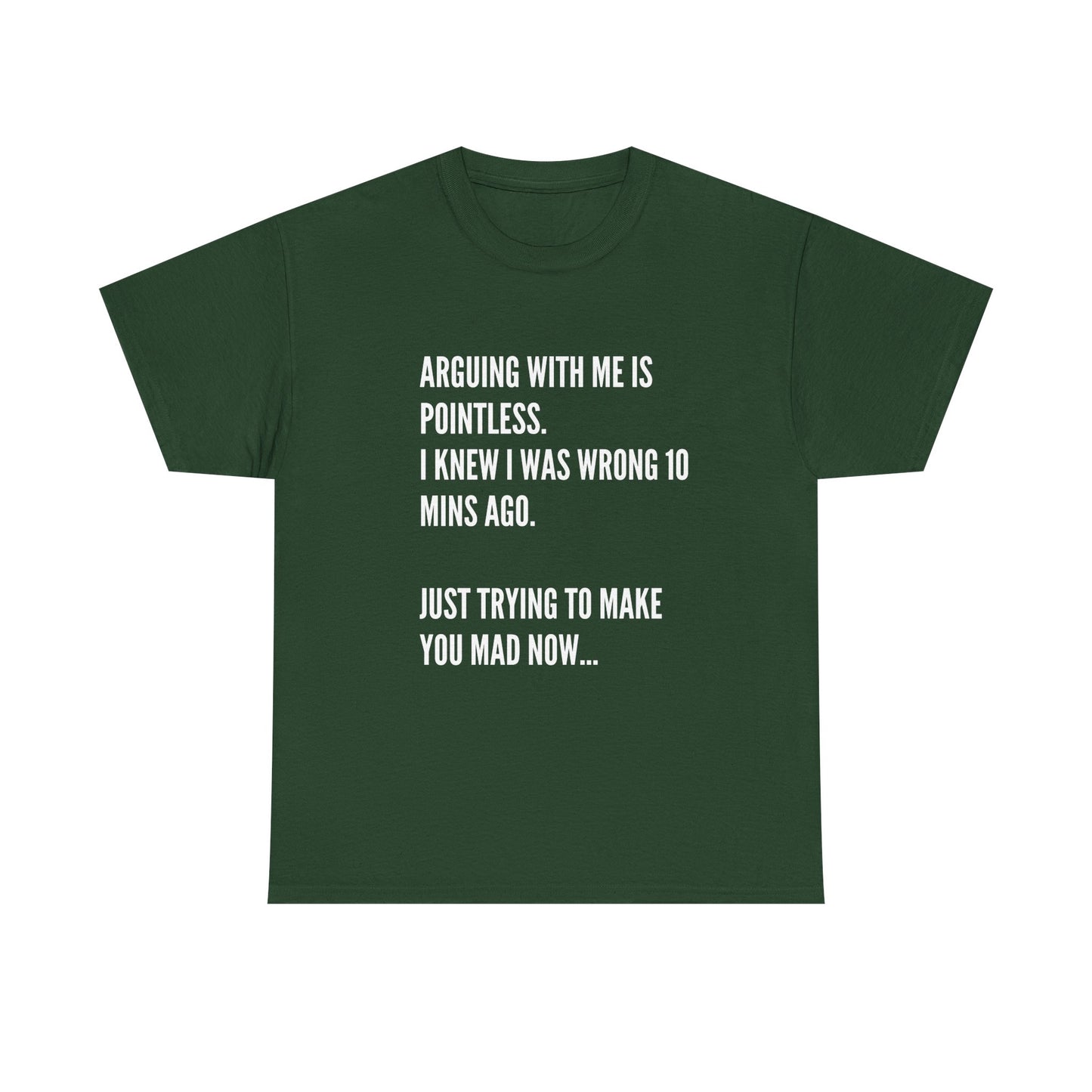 Funny Statement Tee — "Arguing With Me Is Pointless. I Knew I Was Wrong 10 Mins Ago. Just Trying To Make You Mad Now..."